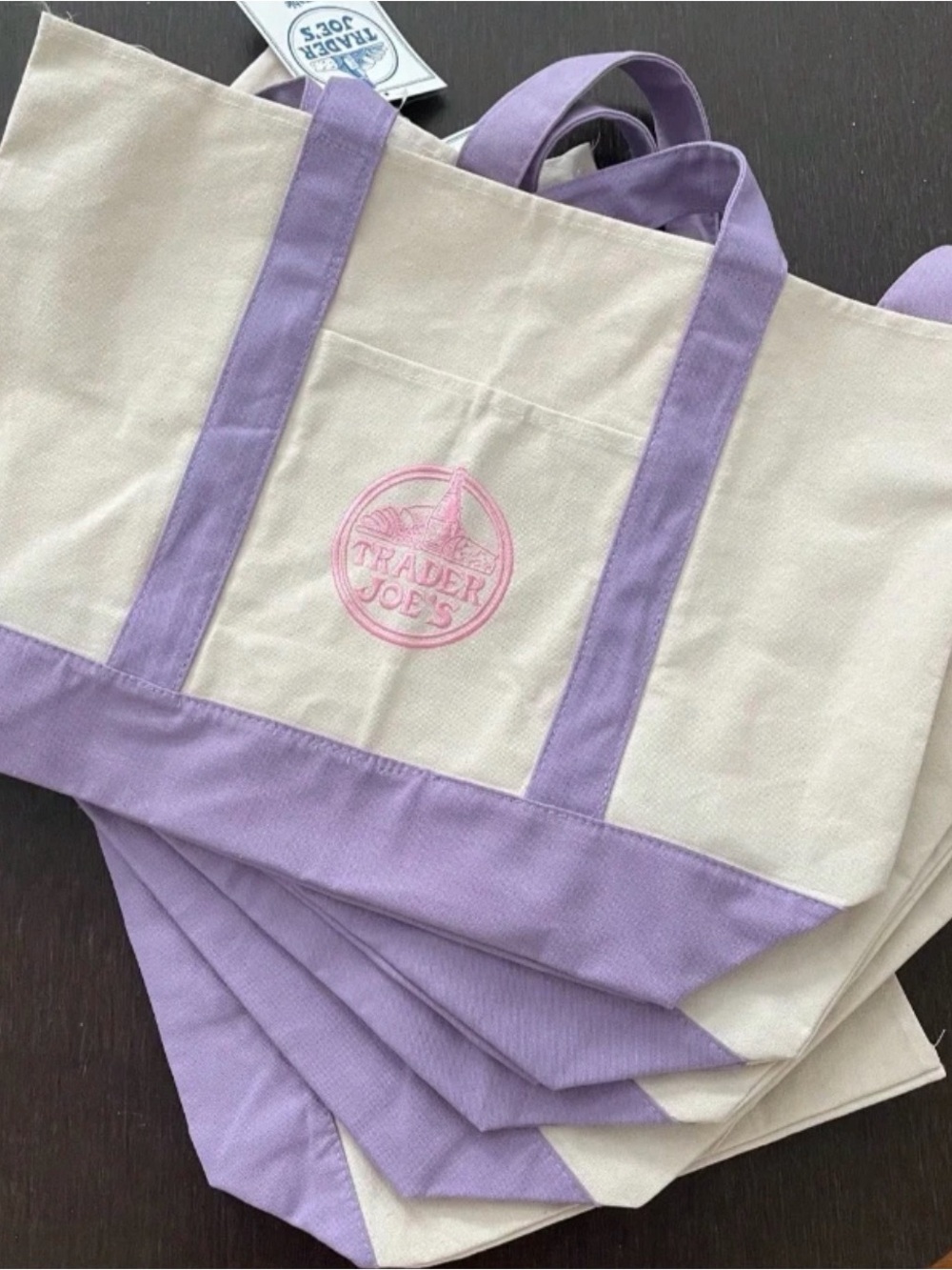 Trader Joe's Canvas Tote Bag Large Lavender new with tags